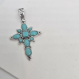 Silver and Turquoise Cross Pendant
